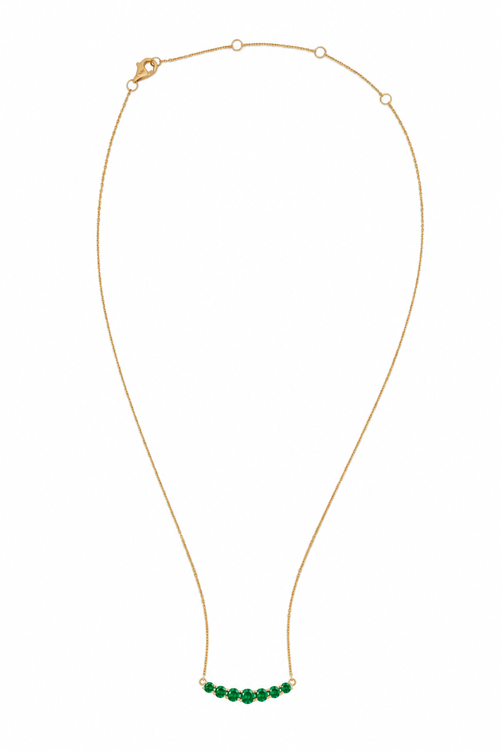 14k Yellow Gold Lab Emerald Bar Necklace