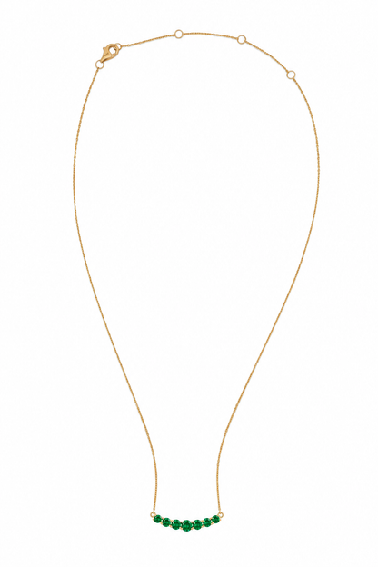 14k Yellow Gold Lab Emerald Bar Necklace