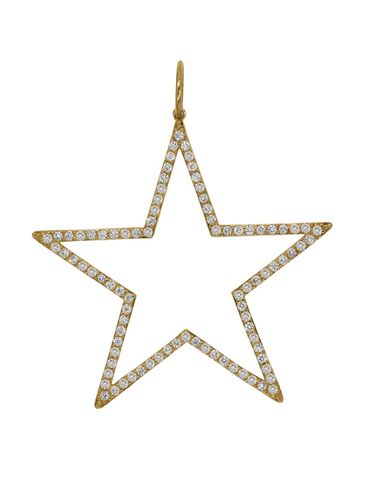 14k Yellow Gold Large Diamond Star Charm