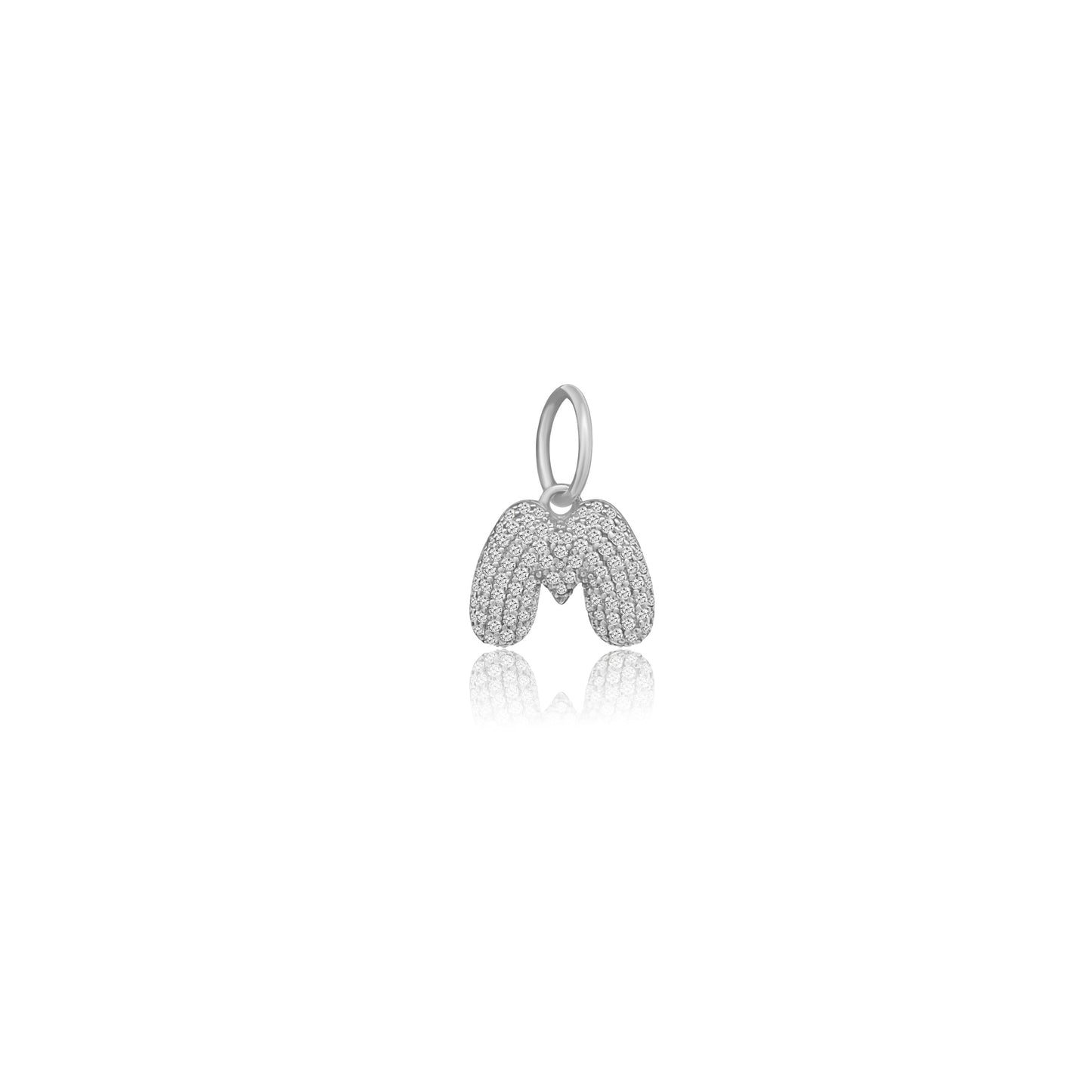 14k White Gold Diamond Bubble Letter Charm