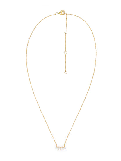 14k Yellow Gold Baguette Diamond Bar Necklace
