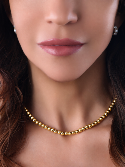 14k Yellow Gold Large Beaded Chain Necklace