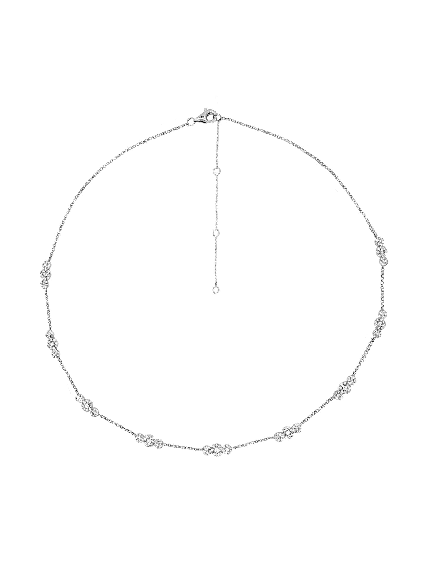 14k White Gold Diamond Triple Pave Necklace