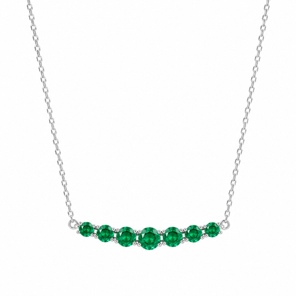 14k White Gold Lab Emerald Bar Necklace
