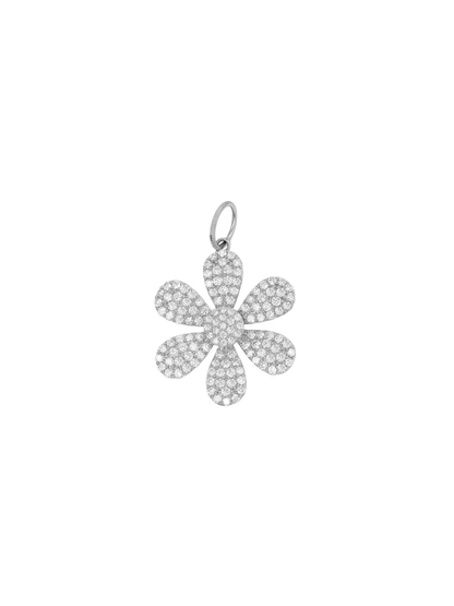 14k White Gold Diamond Daisy Flower Charm