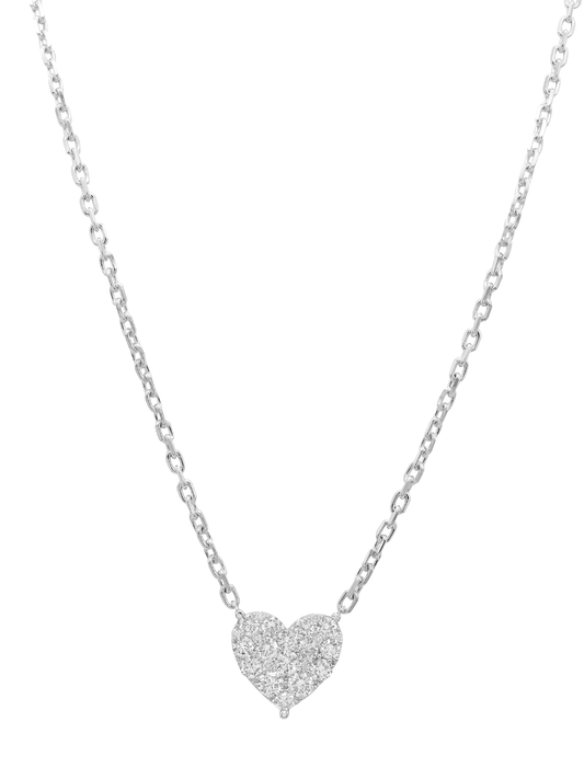 14k White Gold Diamond Heart Necklace