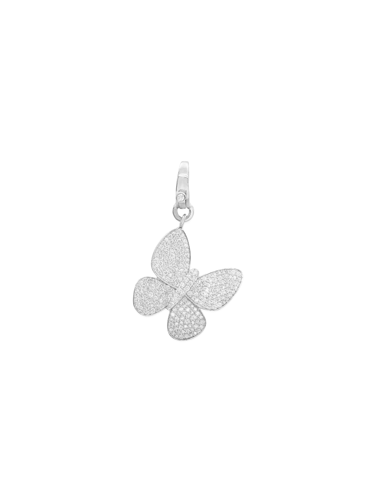 14k White Gold Diamond Large Butterfly Lobster Clasp Charm