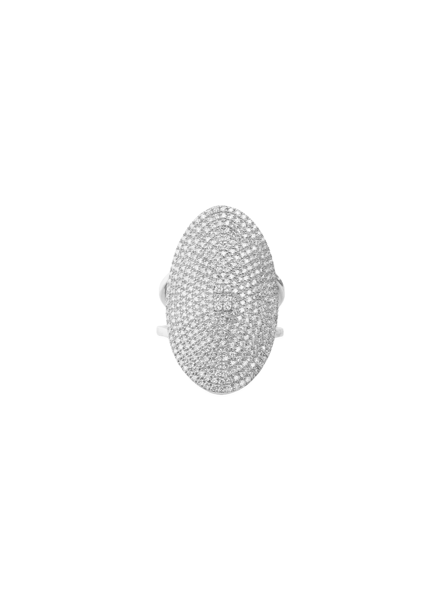 14k White Gold Diamond Large Oval Pave Ring