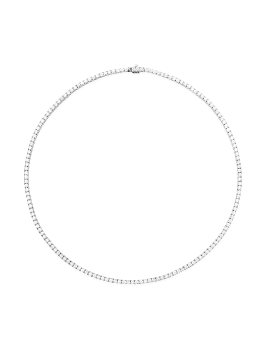 14k White Gold Diamond Large 16 inch 4 Prong Tennis Necklace