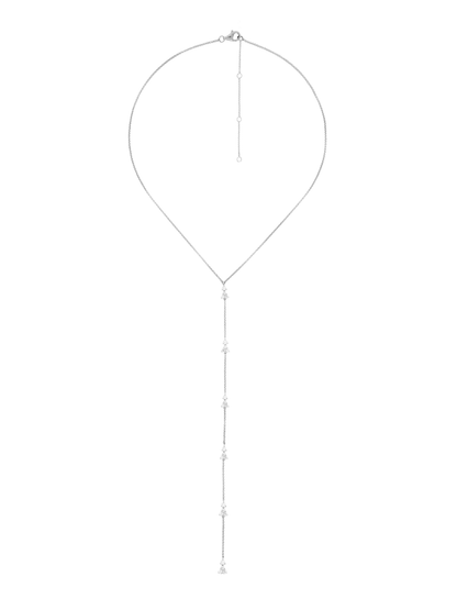 14k White Gold Diamond Lariat Necklace