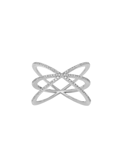 14k White Gold Diamond Orbit Ring