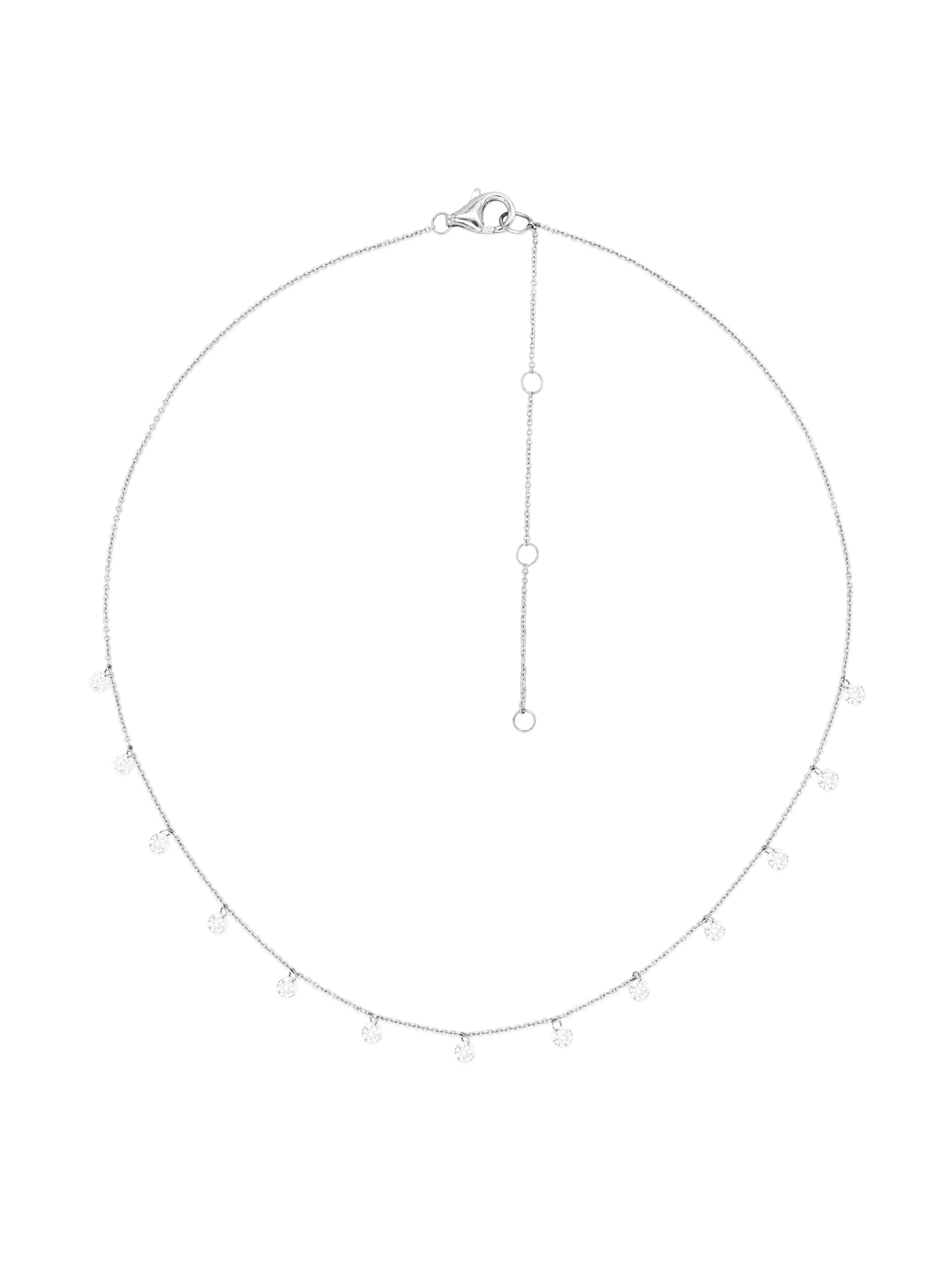 14k White Gold Small Drill Diamond Necklace