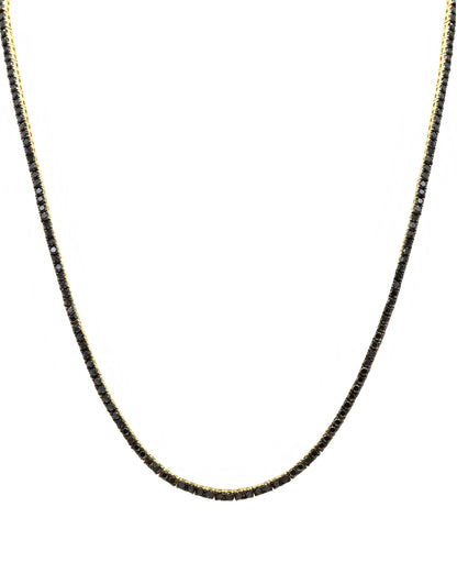 14k Yellow Gold Black Diamond Tennis Necklace