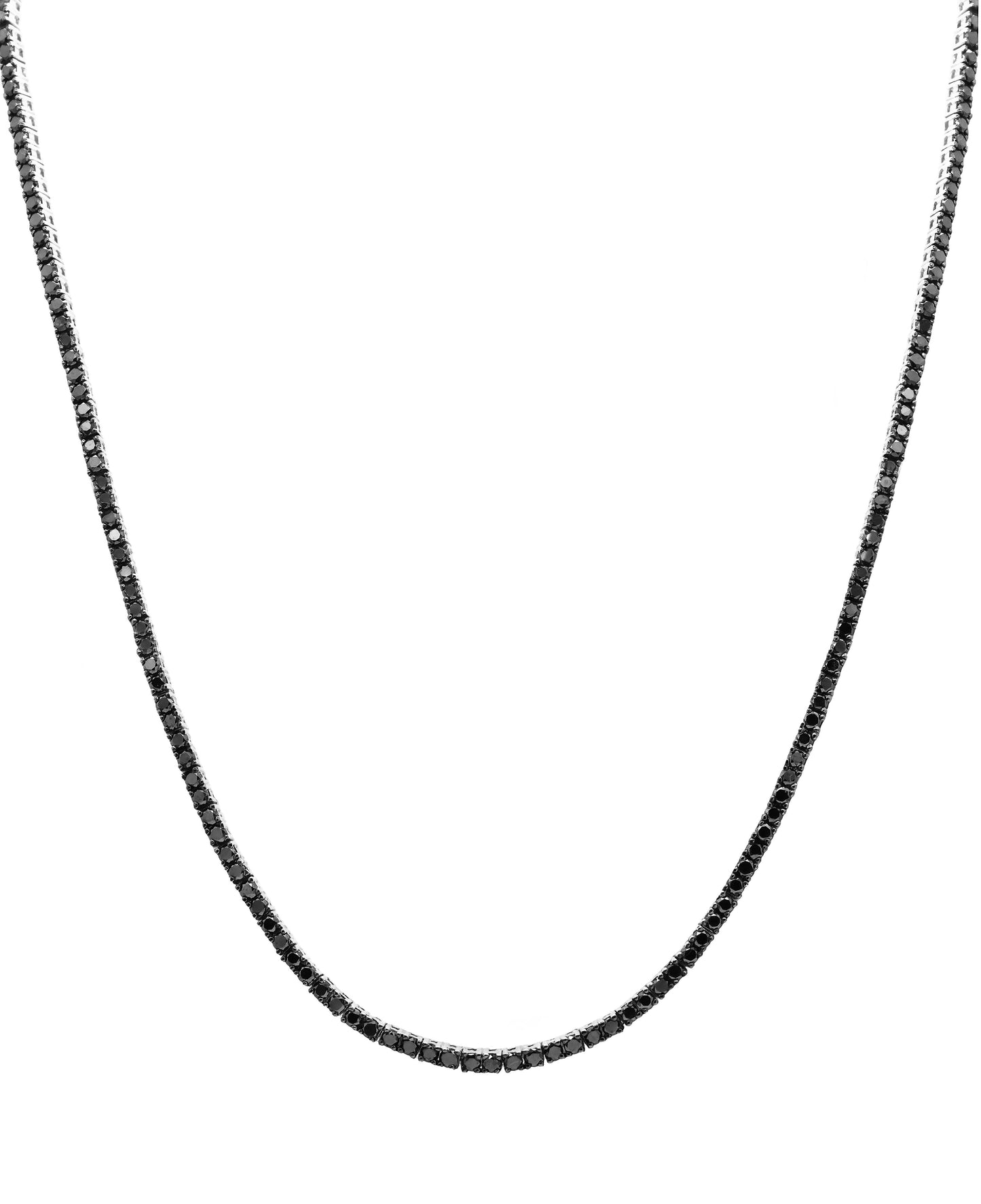 14k White Gold Black Diamond Tennis Necklace