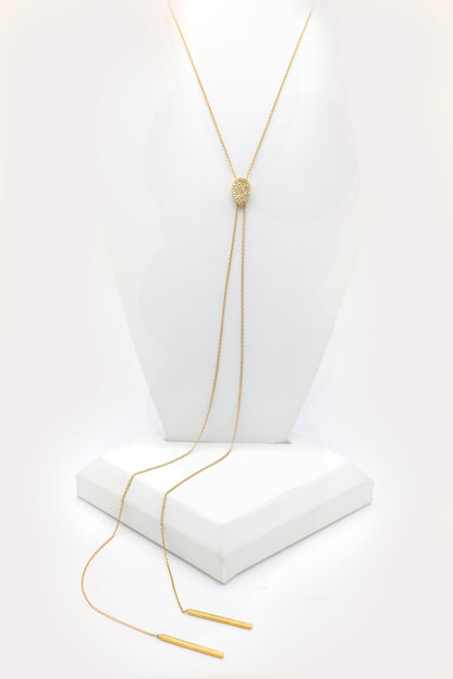 14k Yellow Gold Diamond Adjustable Lariat Necklace
