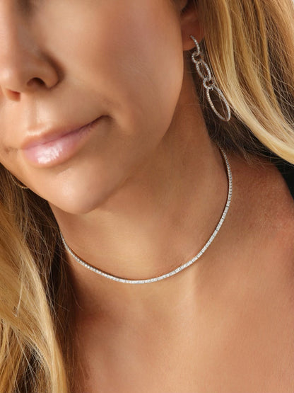 14k White Gold 4 Prong Diamond Tennis Necklace