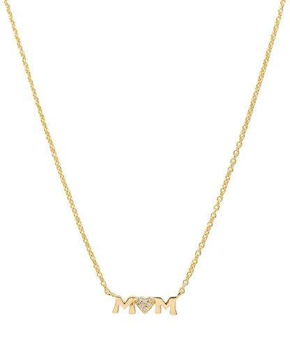 14k Yellow Gold Diamond Mom Necklace