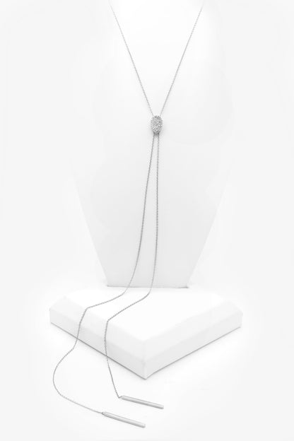 14k White Gold Diamond Adjustable Lariat Necklace