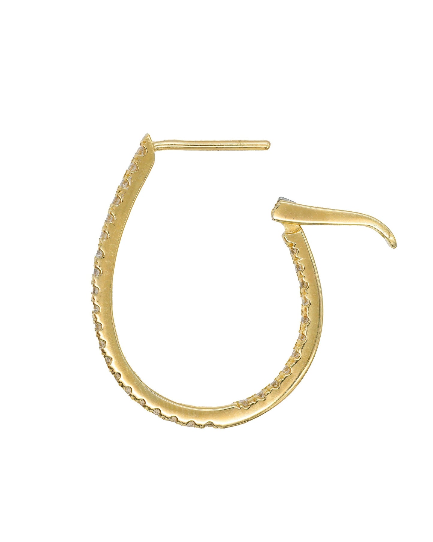 14k Yellow Gold Diamond Oval Hoop Earrings