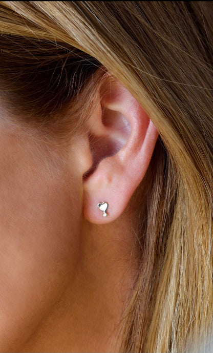 14k White Gold Diamond Heart Exclamation Earrings