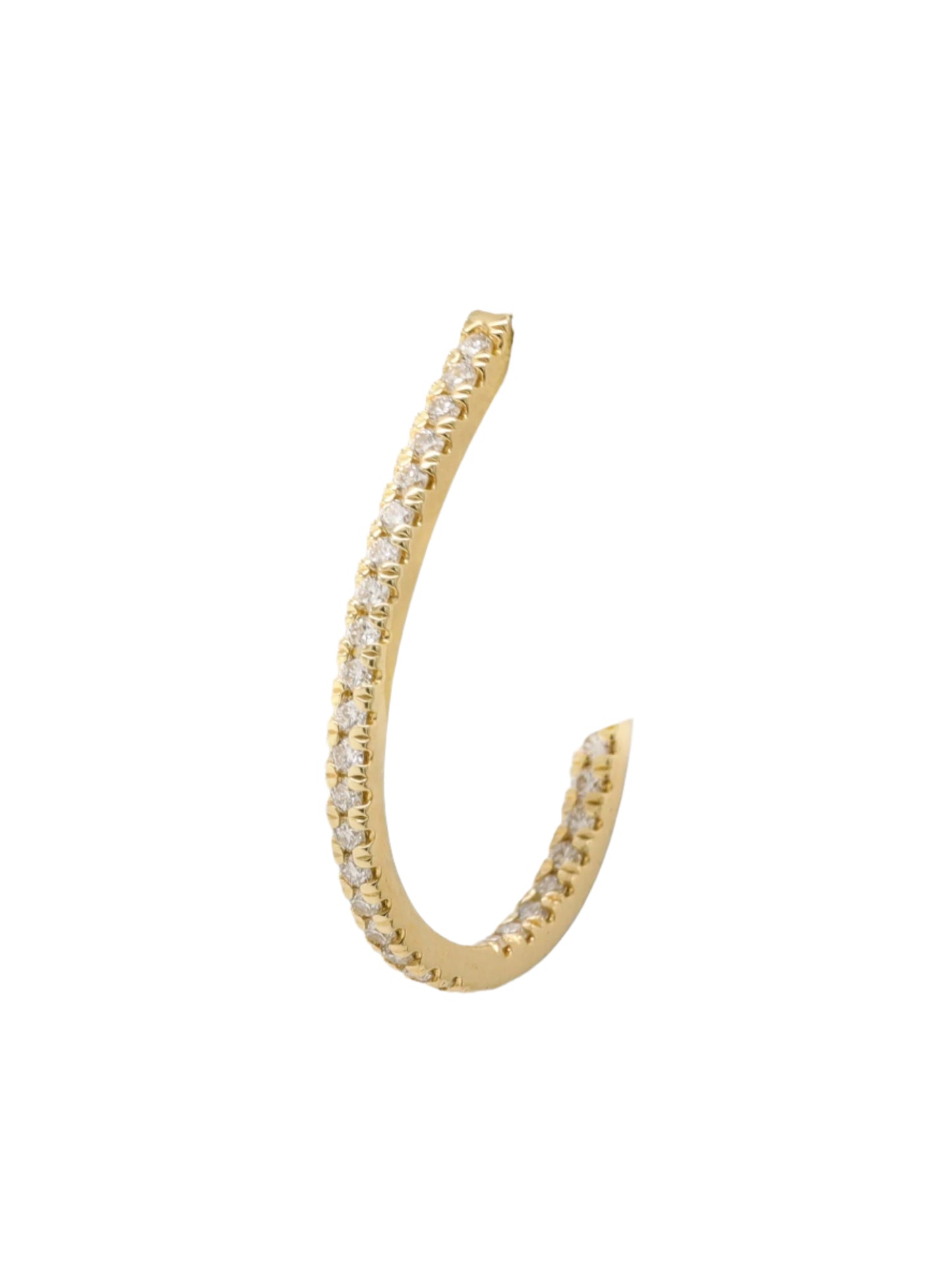 14k Yellow Gold Diamond Oval Hoop Earrings