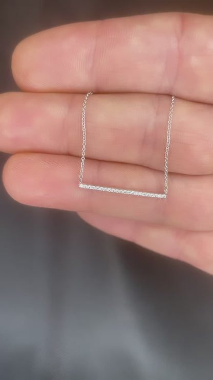 14k White Gold Diamond Bar Necklace