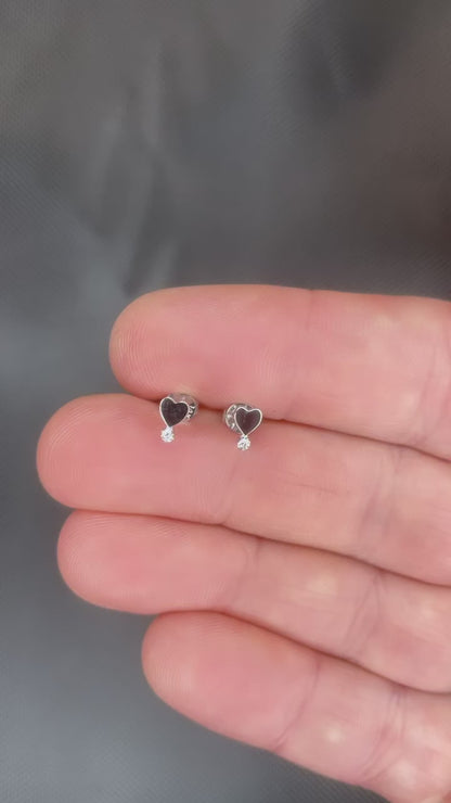 14k White Gold Diamond Heart Exclamation Earrings
