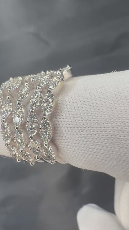 14k White Gold Diamond 5 Row Wrap Ring