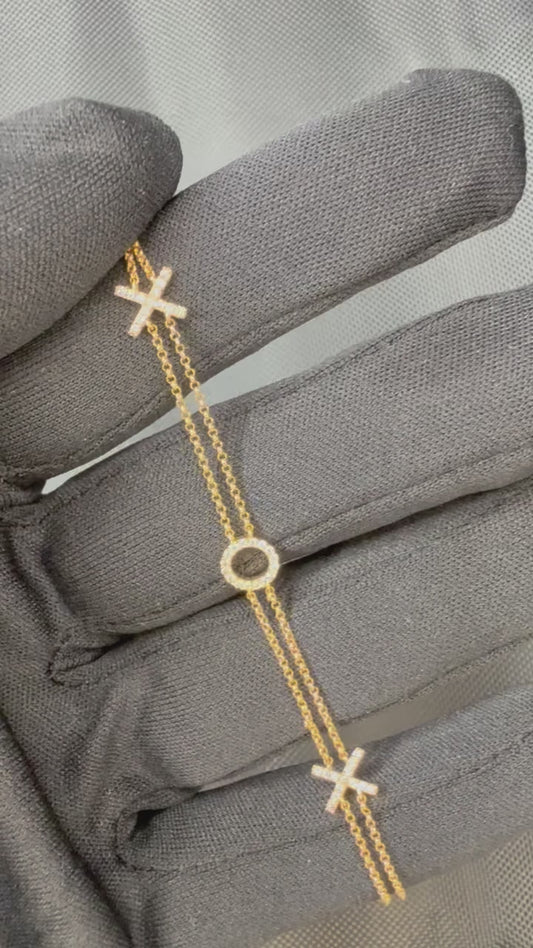 14k Yellow Gold Diamond XO Bracelet