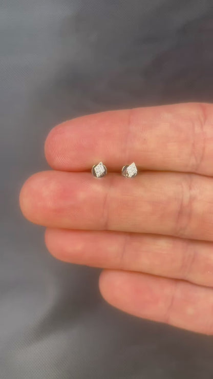 14k White Gold Diamond Kite Stud Earrings