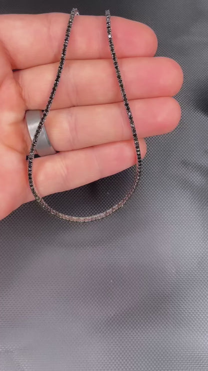 14k White Gold Black Diamond Tennis Necklace