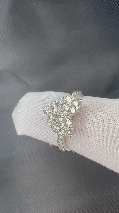 14k White Gold Diamond Large Heart Ring